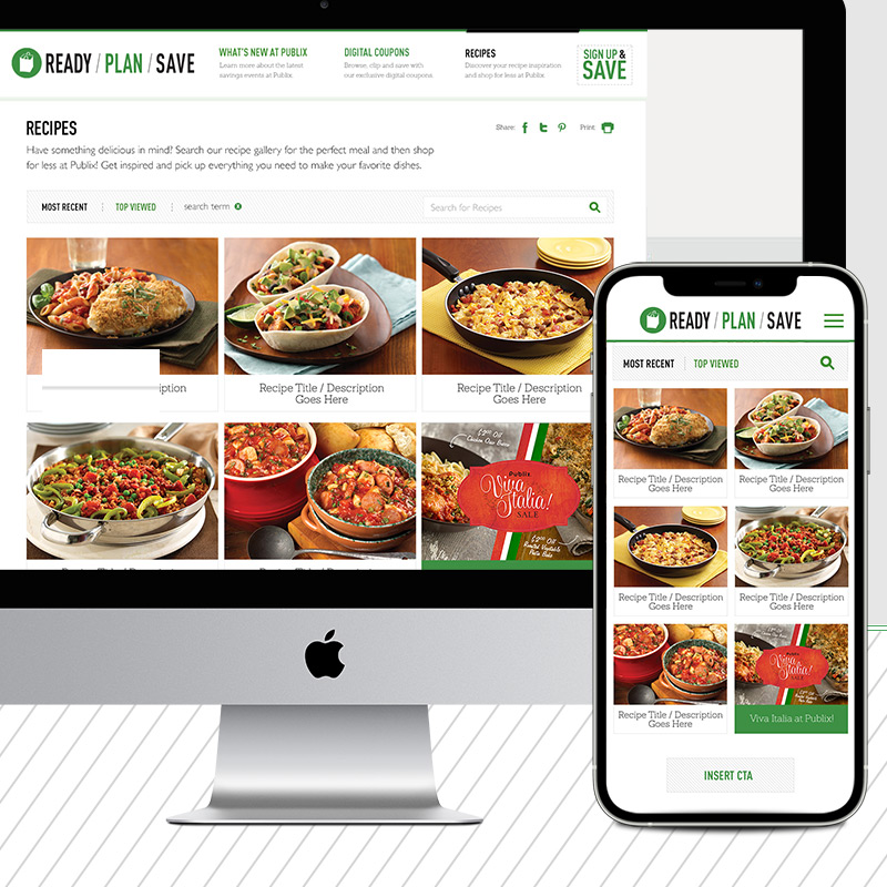 Readyplansave.com Recipe Grid page